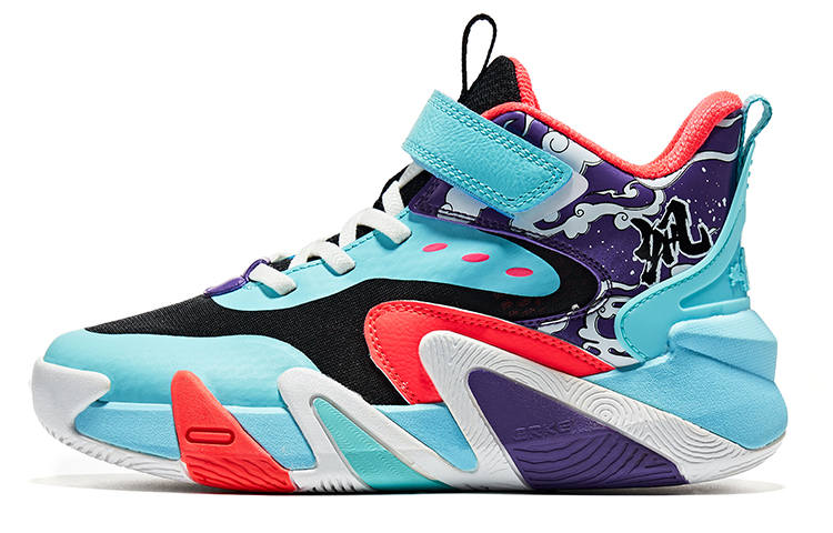 ERKE KIDS Slip Resistant, Abrasion Resistant, Breathable Low top Children's Basketball Shoes Blue Purple Kids'