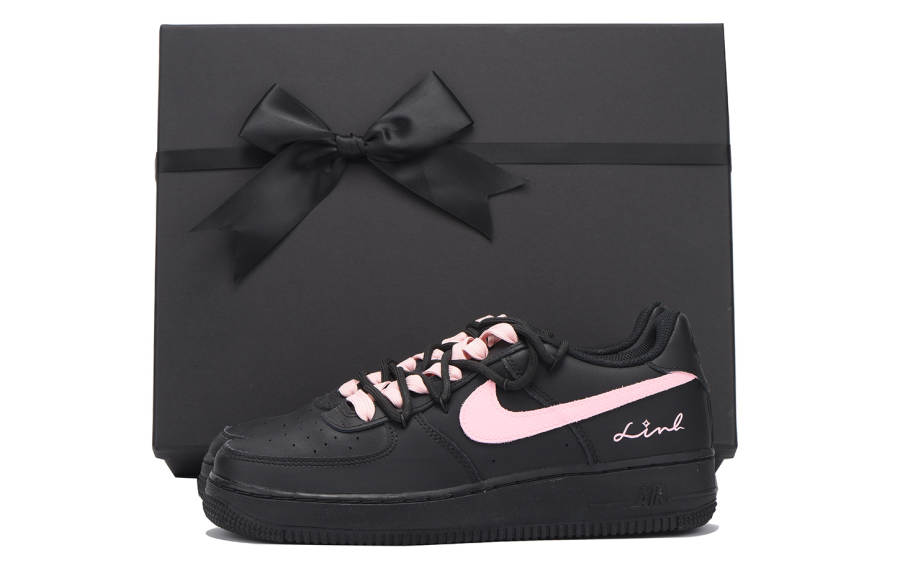 Nike Nike Air Force 1 Slip Resistant Abrasion Resistant Low top Kids' Skateboarding Shoes Black Pink Teenagers
