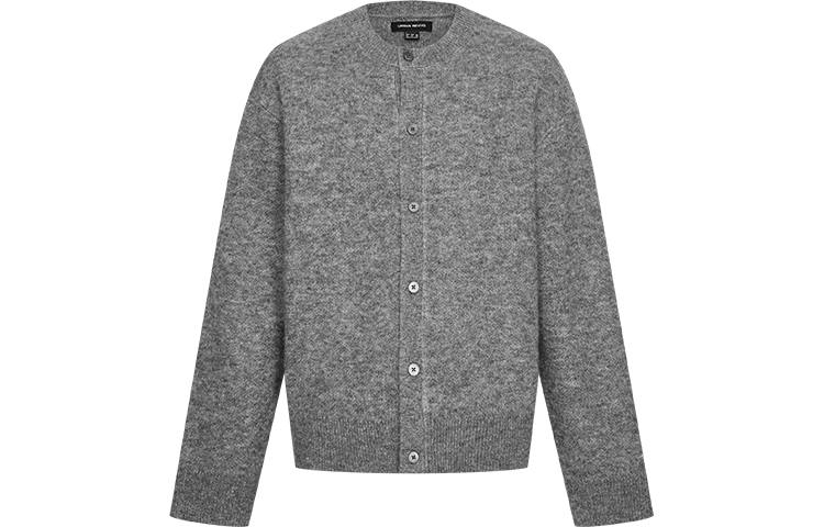 URBAN REVIVO Knitwear Men's Cool Gray Crew Neck Moderate Other