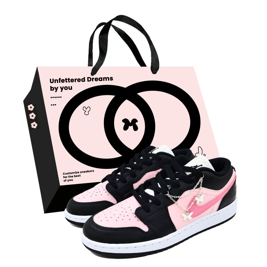 Jordan Jordan Air Jordan 1 Low Cushioning, Wear Resistant Low top Kids' Skateboarding Shoes Black Pink Teenagers