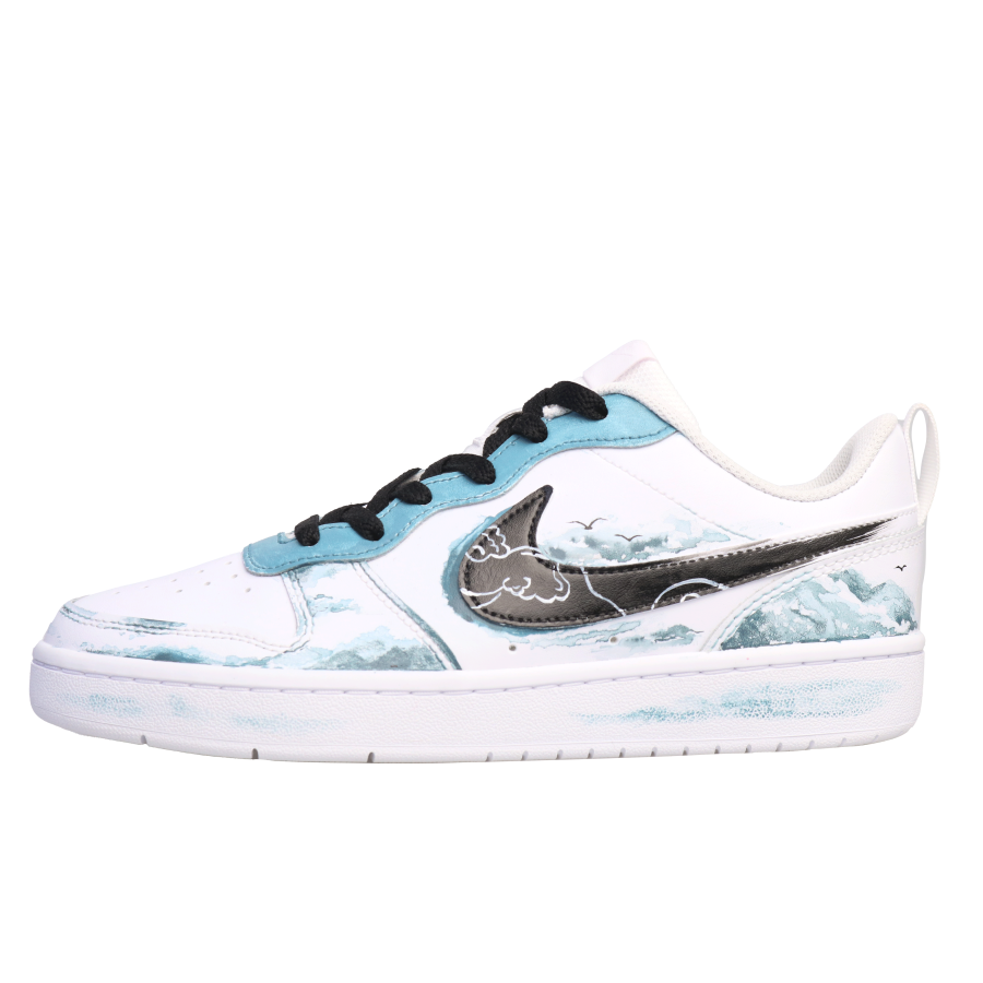 Nike Nike Court Borough Low 2 Leather Abrasion Resistant Breathable Slip Resistant Low top Kids' Skateboarding Shoes