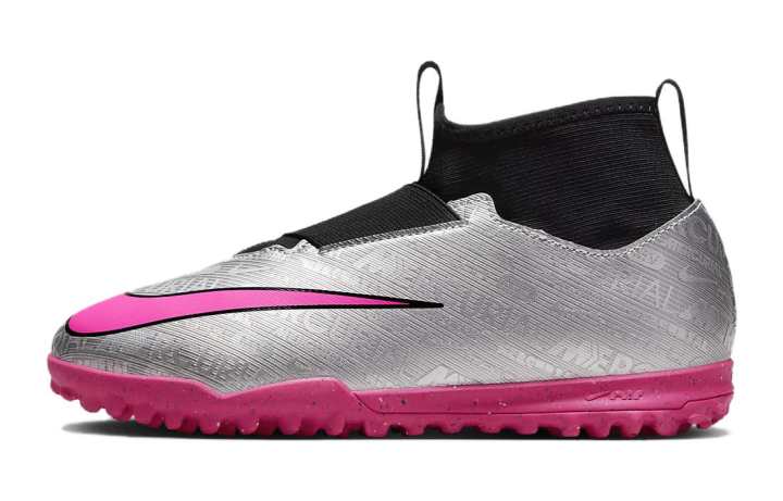 Nike Nike Mercurial Superfly 9 Acad 25 TF Mid top Soccer Shoes Silver Pink Kids'