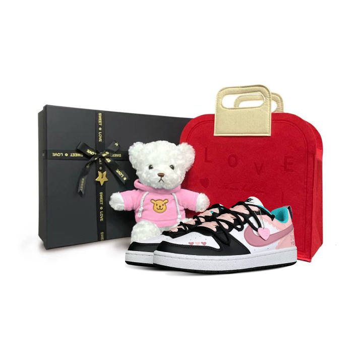 Nike Nike Court Borough Tower Rabbit Synthetic Leather Cushioning, Wear Resistant Low top Kids' Skateboarding Shoes Pink