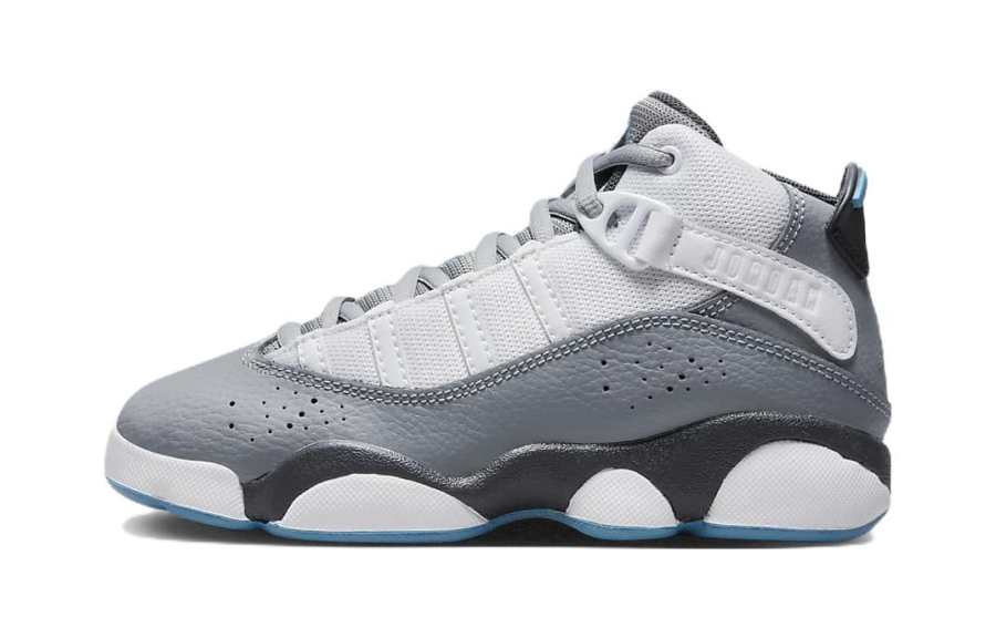 Jordan Jordan Air Jordan 6 Slip Resistant Cushioning Abrasion Resistant Mid top Children's Basketball Shoes Gray White