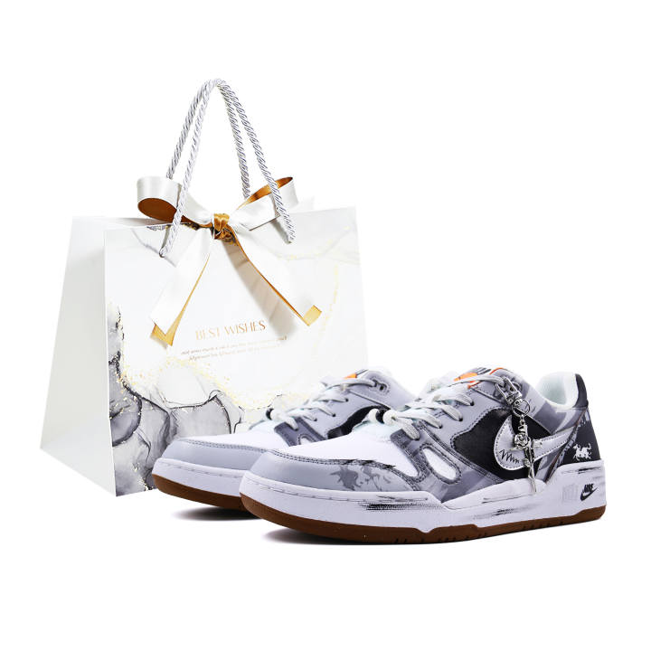 Nike Nike Full Force Shopping Bag, Misty Island Chasing Wind Abrasion Resistant Low top Skateboard Shoes Unisex Silver Gray
