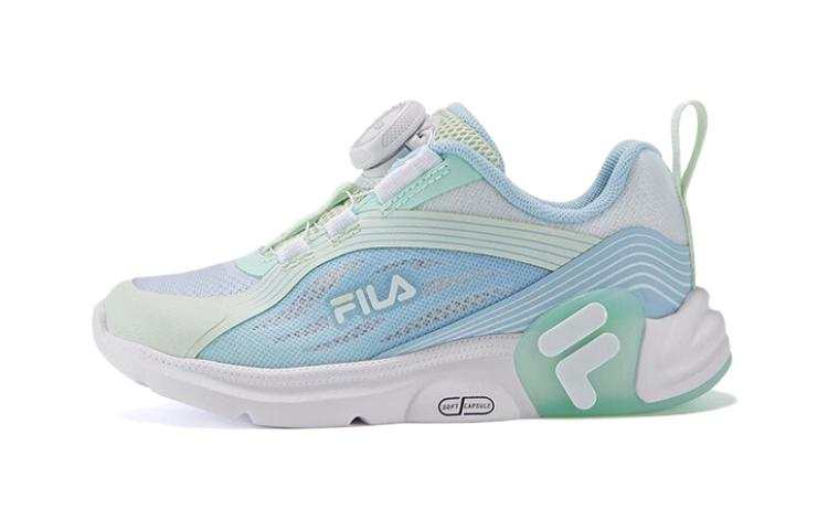 FILA KIDS Comfortable Cushioning Breathable Cushioning Breathable Low top Kids' Running Shoes Green Blue