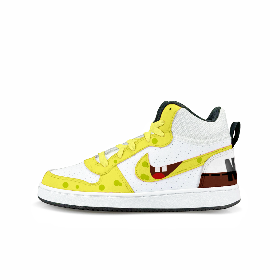 Nike Nike Court Borough Sponge Bo Synthetic Leather Slip Resistant High top Skateboard Shoes Yellow Kids'