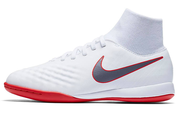 Nike Nike Magista Obra 2 JR Academy DF Slip Resistant Cushioning Abrasion Resistant Mid top Kids' Soccer Shoes White Red