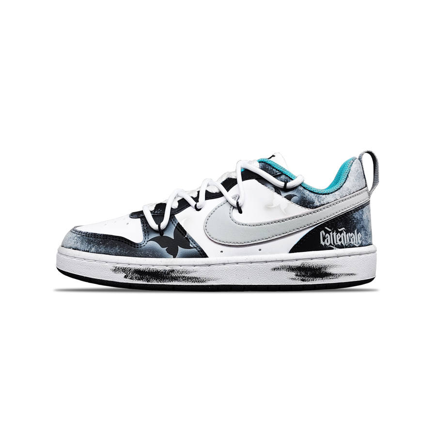 Nike Nike Court Borough Synthetic Leather Slip Resistant Abrasion Resistant Low top Kids' Skateboarding Shoes Gray Teenagers