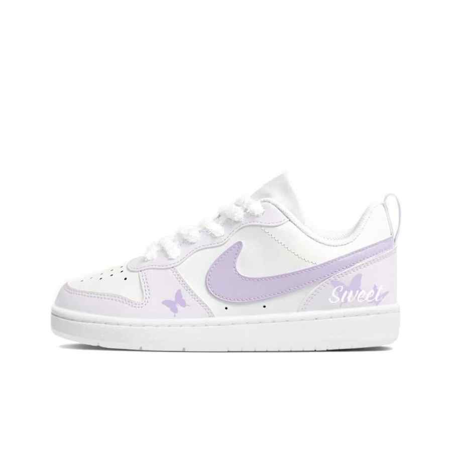 Nike Nike Court Borough Purple Butterfly Sweet Dream Leather Low top Skateboard Shoes Purple Kids'