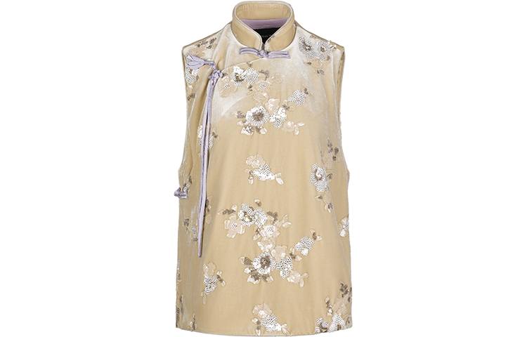 URBAN REVIVO Vests Women's Nude Apricot Stand Collar Moderate Other