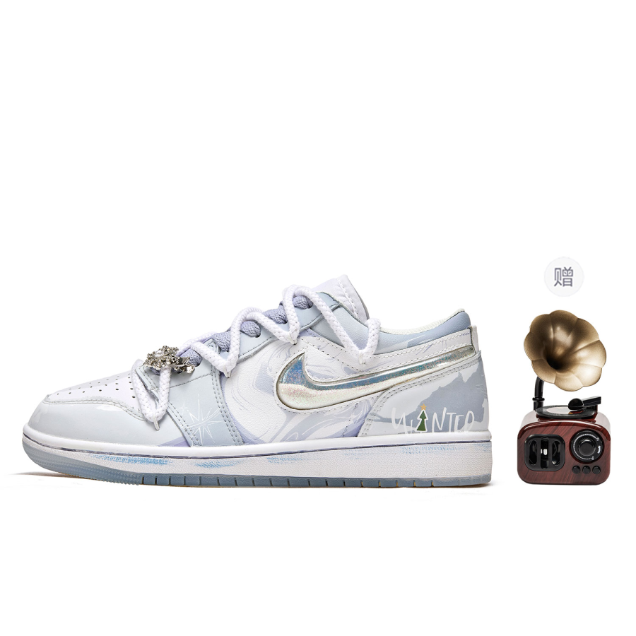 Jordan Jordan Air Jordan 1 Slip Resistant Slip Resistant Low top Children's Basketball Shoes Blue White Teenagers