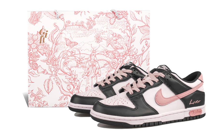 Nike Nike Dunk 'Black' Slip Resistant Lightweight Cushioning Low top Kids' Skateboarding Shoes Pink Teenagers
