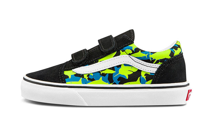 Vans Canvas Casual Abrasion Resistant Low top Kids' Skateboarding Shoes Black Green Blue Children Aged 3 7 Years Old
