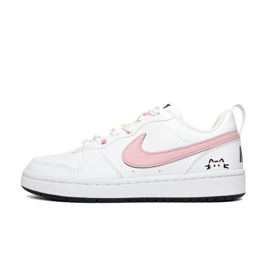 Nike Nike Court Borough Cute Pink Kitten Synthetic Leather Low top Kids' Skateboarding Shoes Pink