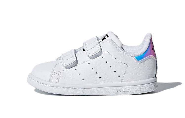 Adidas Originals STAN SMITH Abrasion Resistant Low top Toddler Shoes White Silver Infant And Toddler