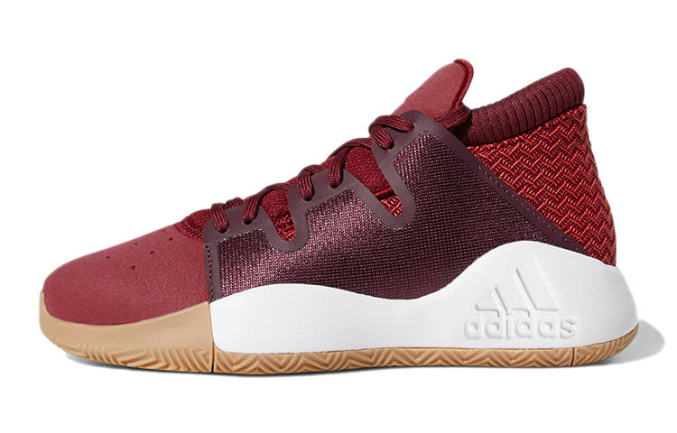 Adidas Adidas PRO Vision J Slip Resistant Abrasion Resistant Mid top Performance Basketball Shoes Burgundy Teenagers