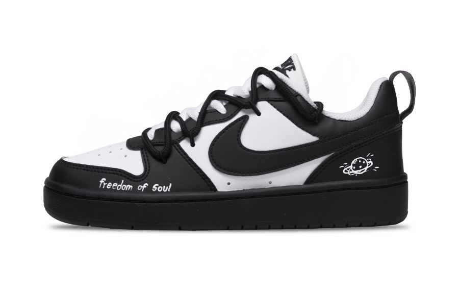 Nike Nike Court Borough 2 Abrasion Resistant Low top Kids' Skateboarding Shoes Black White Teenagers