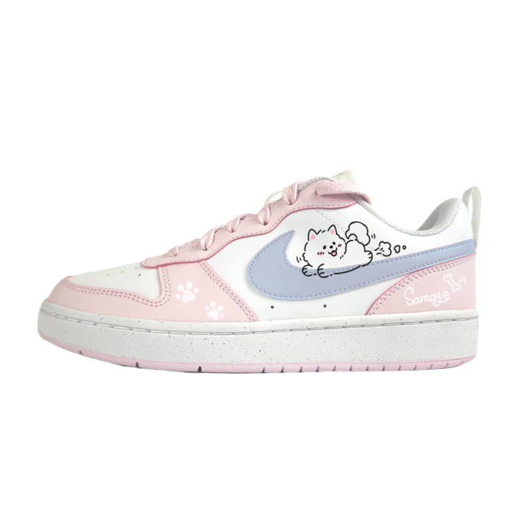 Nike Nike Court Borough Slip Resistant Abrasion Resistant Low top Kids' Skateboarding Shoes White Teenagers