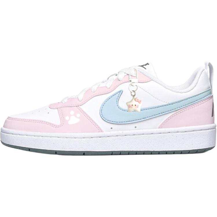 Nike Nike Court Borough Pink Meowth Synthetic Leather Slip Resistant Abrasion Resistant Low top Kids' Skateboarding Shoes