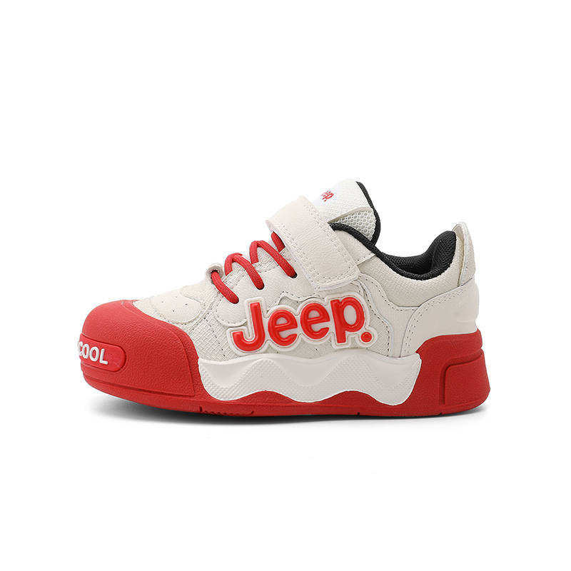 Jeep Synthetic Leather Abrasion Resistant Low top Kids' Skateboarding Shoes Beige Red Kids'