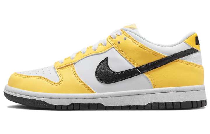 Nike Nike Dunk Leather Slip Resistant Abrasion Resistant Low top Skateboard Shoes Yellow White Unisex