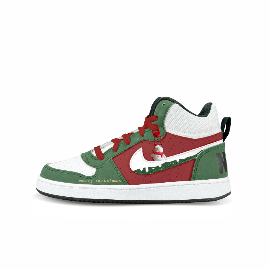 Nike Nike Court Borough Ding Snowman Synthetic Leather Slip Resistant Slip Resistant High top Kids' Skateboarding Shoes