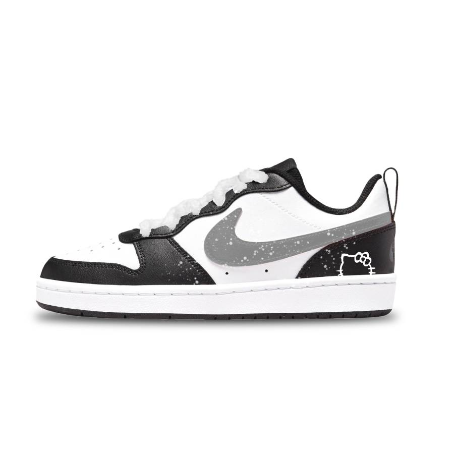Nike Nike Court Borough Gray K Slip Resistant Abrasion Resistant Low top Kids' Skateboarding Shoes Black White Gray Unisex
