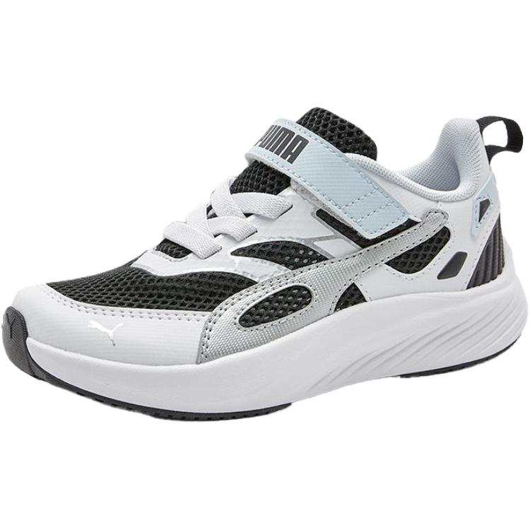 PUMA Pounce Lite Fabric Lightweight Cushioning Abrasion Resistant Low top Running Shoes White Black Kids'