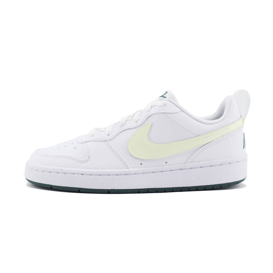 Nike Nike Court Borough White Yellow Synthetic Leather Slip Resistant Abrasion Resistant Low top Kids' Skateboarding Shoes