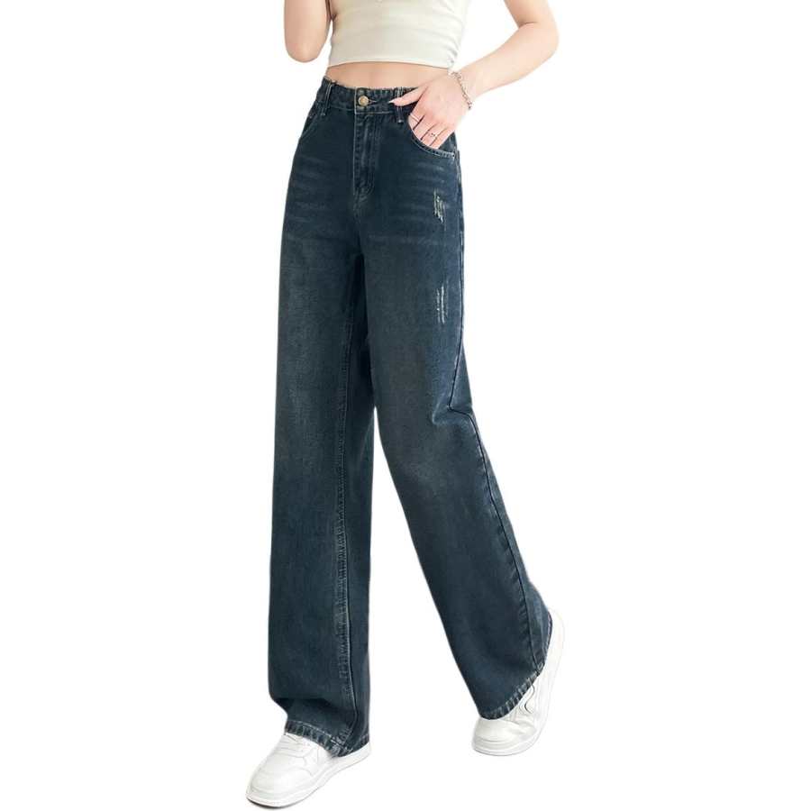 Tonlion Jeans Women's Concrete Gray Moderate Straight Fit Pants