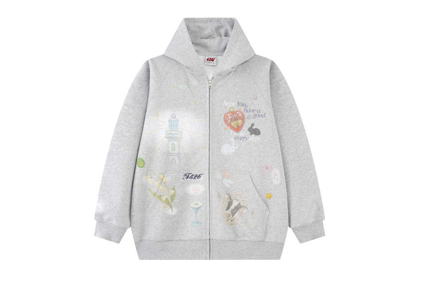 F426 Sweatshirts Unisex Hooded Moderate Cardigan