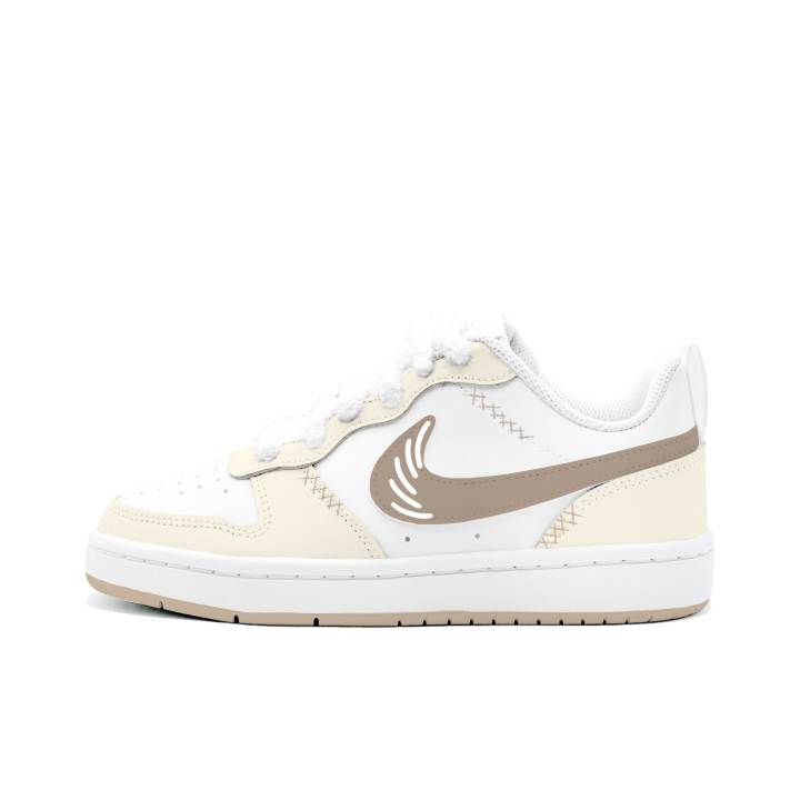 Nike Nike Court Borough Cocoa Roasted Milk Leather Slip Resistant Cushioning Abrasion Resistant