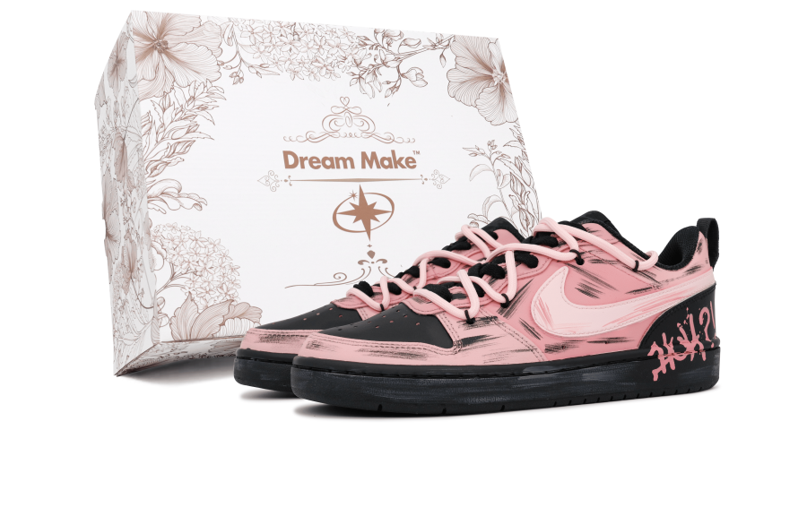 Nike Nike Court Borough Low 2 Ink Synthetic Leather Low top Kids' Skateboarding Shoes Pink Teenagers