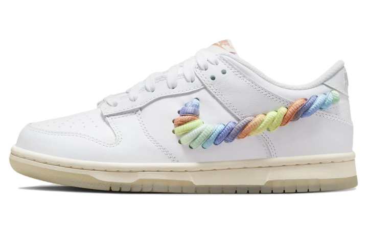Nike Nike Dunk Low SE Rainbow Lace Swoosh White GS