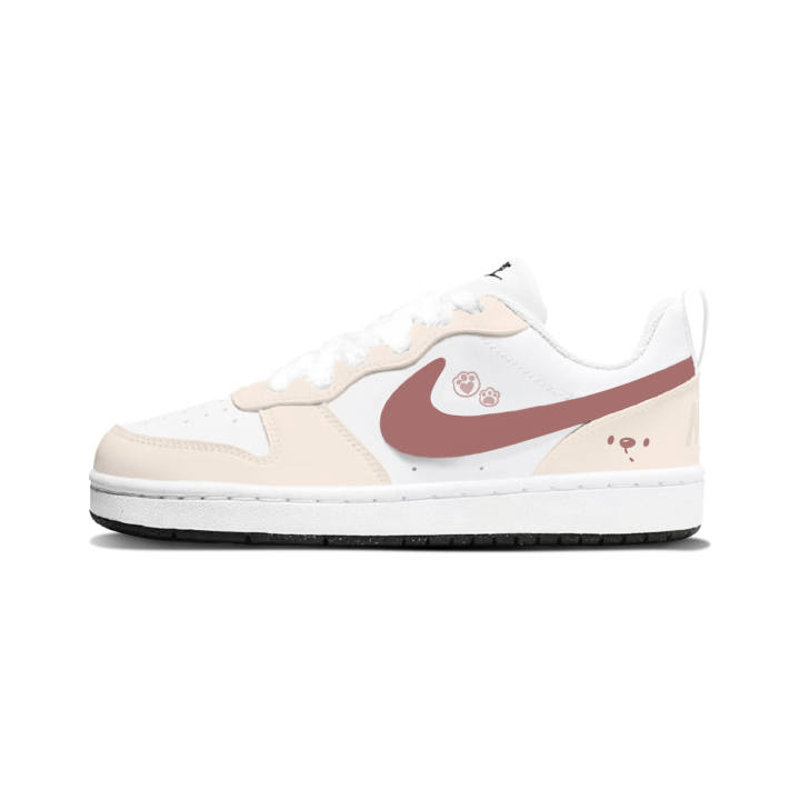 Nike Nike Court Borough Soft Brown Bear Print Healing Shoes Synthetic Leather Slip Resistant Cushioning Abrasion Resistant