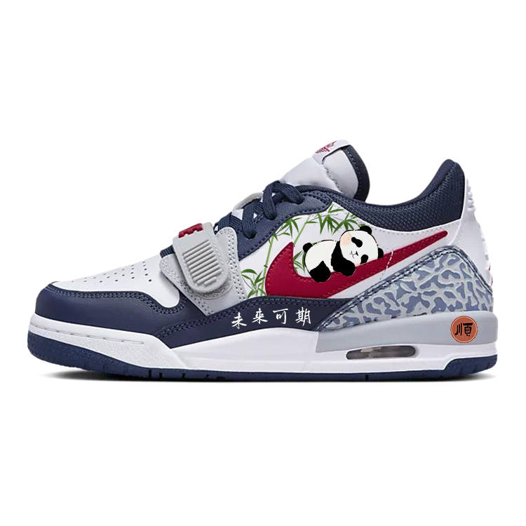 Jordan Jordan Legacy 312 Good Luck Panda Slip Resistant Abrasion Resistant Low top Children's Basketball Shoes White Blue