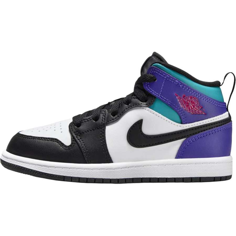 Jordan Jordan 1 Slip Resistant Abrasion Resistant Mid top Children's Basketball Shoes Black White Purple Kids'