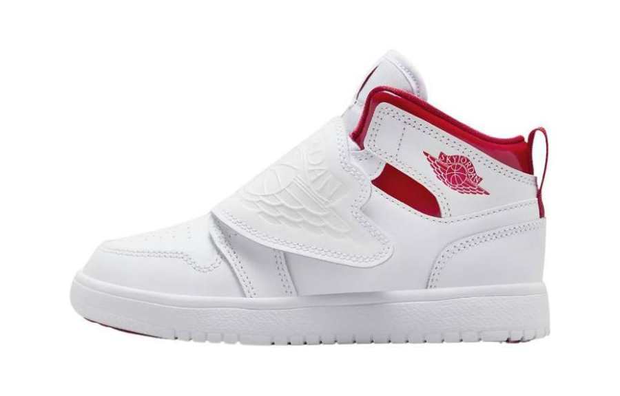 Jordan Pre school Jordan Sky Jordan 1 BP Cushioning, Wear Resistant Mid top Children's Basketball Shoes White Red