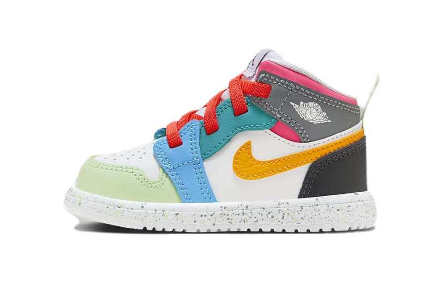 Jordan Jordan Air Jordan 1 Abrasion Resistant Mid top Children's Basketball Shoes Blue Orange Infant And Toddler
