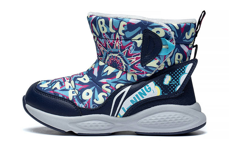 Li-Ning YOUNG Li Ning YOUNG Sports Life Collection Snowboarding Synthetic Leather Thermal High top Kids Lifestyle Shoes