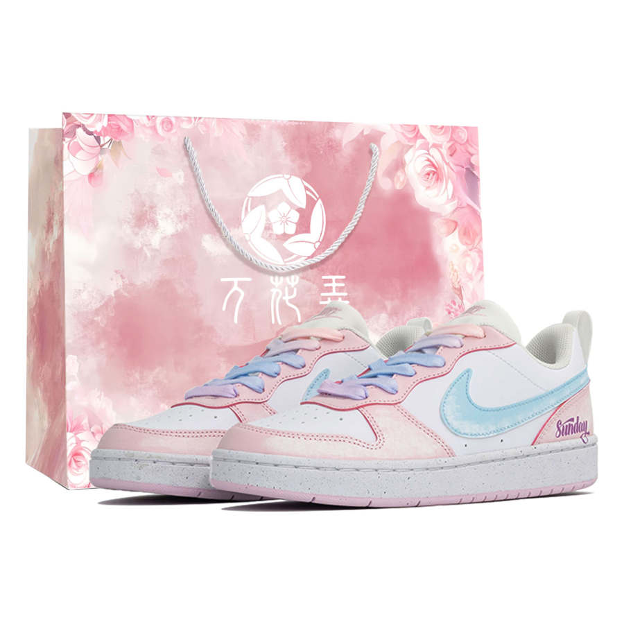 Nike Nike Court Borough Wan Hua Nong, Pink Sunday, Shopping Bag Anti Kick Abrasion Resistant Low top