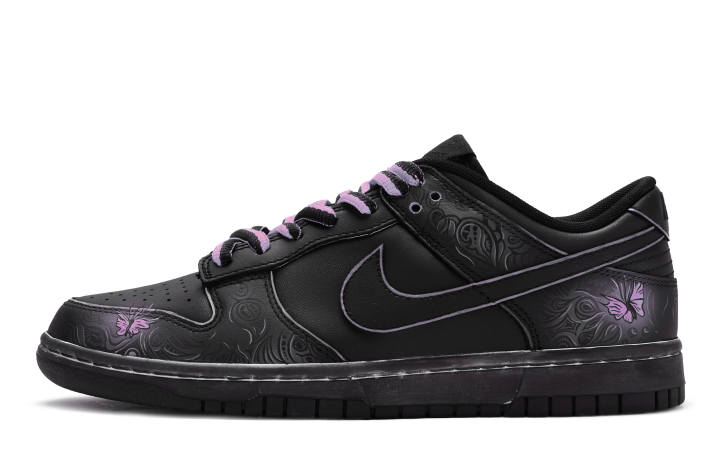 Nike Nike Dunk 811 Manufacturing, Night Butterfly Slip Resistant Slip Resistant Low top Skateboard Shoes Women's Black Pink