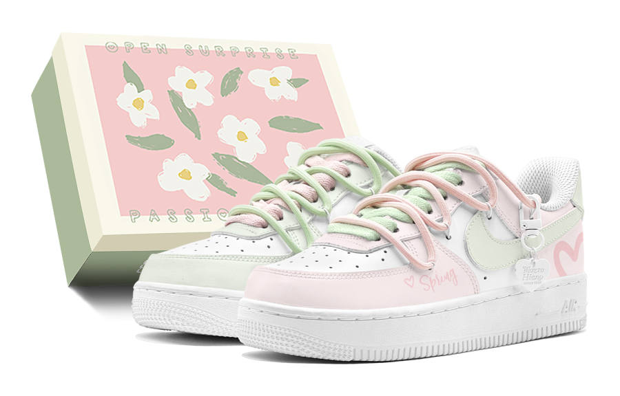 Nike Nike Air Force 1 LE Synthetic Leather Low top Kids' Skateboarding Shoes Lotus Color Teenagers