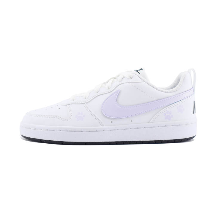 Nike Nike Court Borough Synthetic Leather Slip Resistant Abrasion Resistant Low top Kids' Skateboarding Shoes White Purple