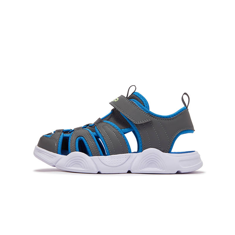 XTEP Synthetic Leather, Textile Slip Resistant Abrasion Resistant Low top Sandal Tile Jar Gray Prussian Blue Kids'