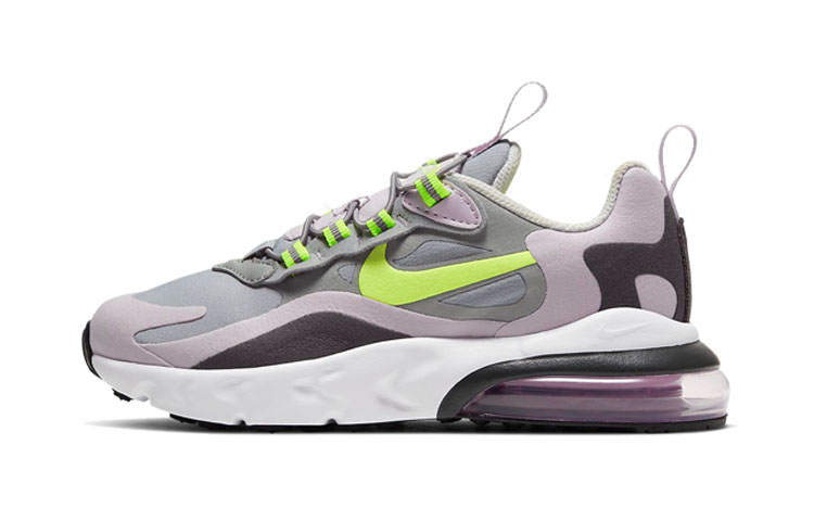 Nike Nike Air Max 270 RT Air Cushion Cushioning Low top Running Shoes Gray Purple Children Aged 3 7 Years Old