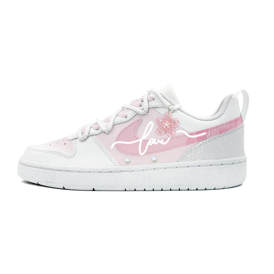 Nike Nike Court Borough Low 2 Slip Resistant Abrasion Resistant Low top Kids' Skateboarding Shoes Pink Teenagers