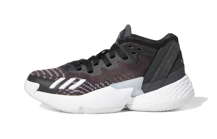 Adidas Adidas D.O.N. Issue #4 Abrasion Resistant Mid top Children's Basketball Shoes Black White Children Aged 3 7 Years Old