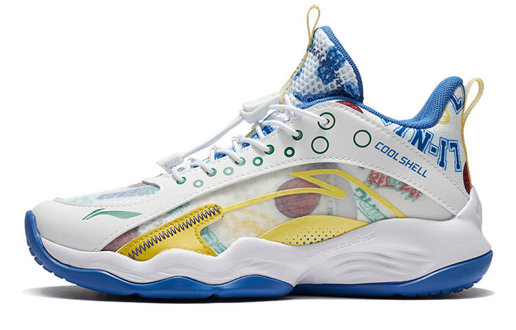 Li-Ning YOUNG Li Ning YOUNG Avant Garde Spirit PRIMARY 2.0 Low top Basketball Shoes Standard White/Lemon/Green Purple Blue Unisex
